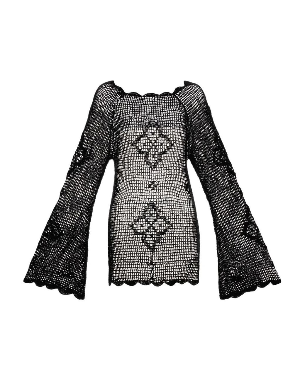 Agua Bendita Black Crochet Top