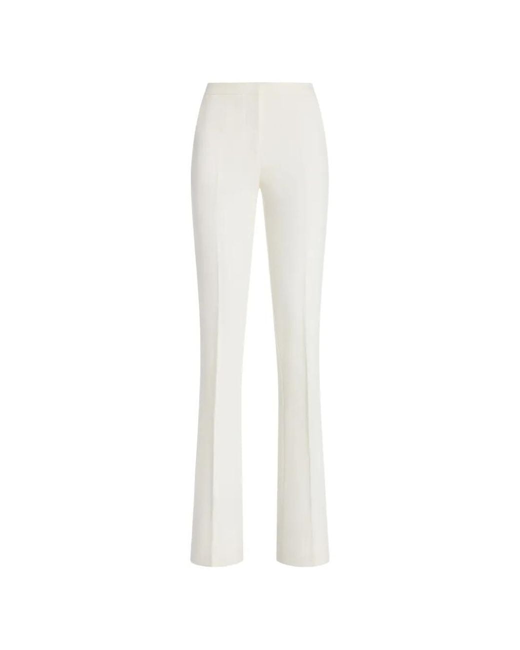Genny White Pressed-Crease Trousers