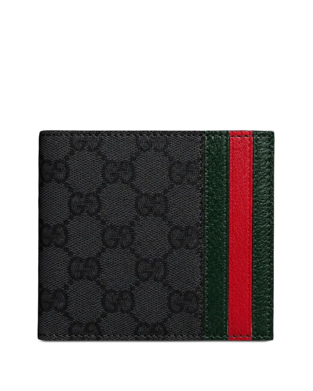Gucci Black Bifold Wallet With Web Card Slots for men