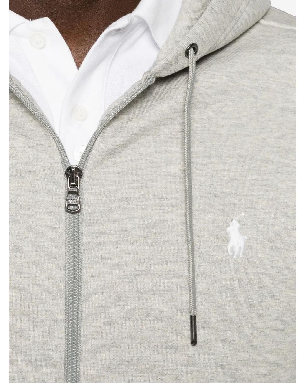 Polo Ralph Lauren Gray Logo-Embroidered Zip-Up Hoodie for men