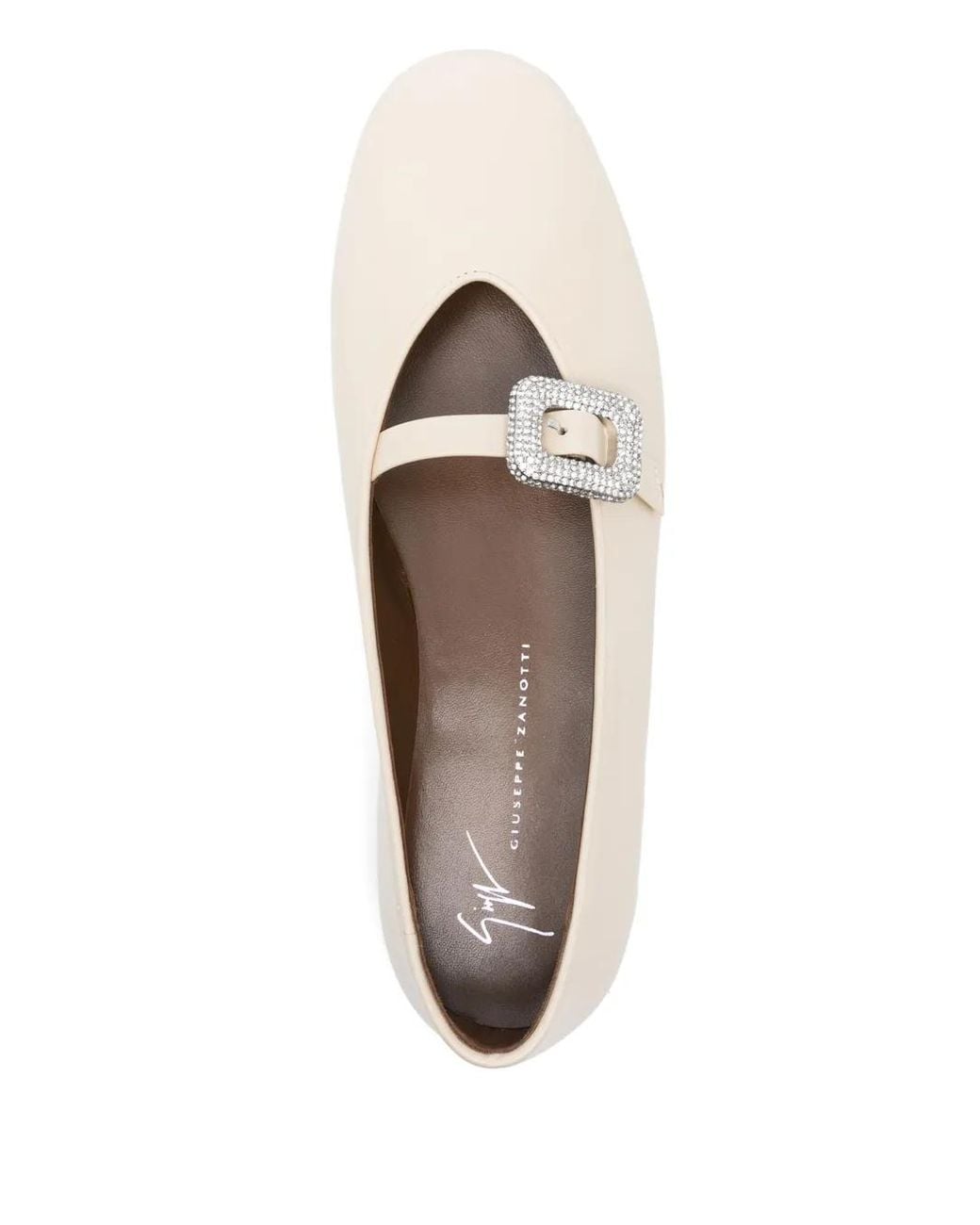 Giuseppe Zanotti Natural Crystal-Embellished Ballet Flats
