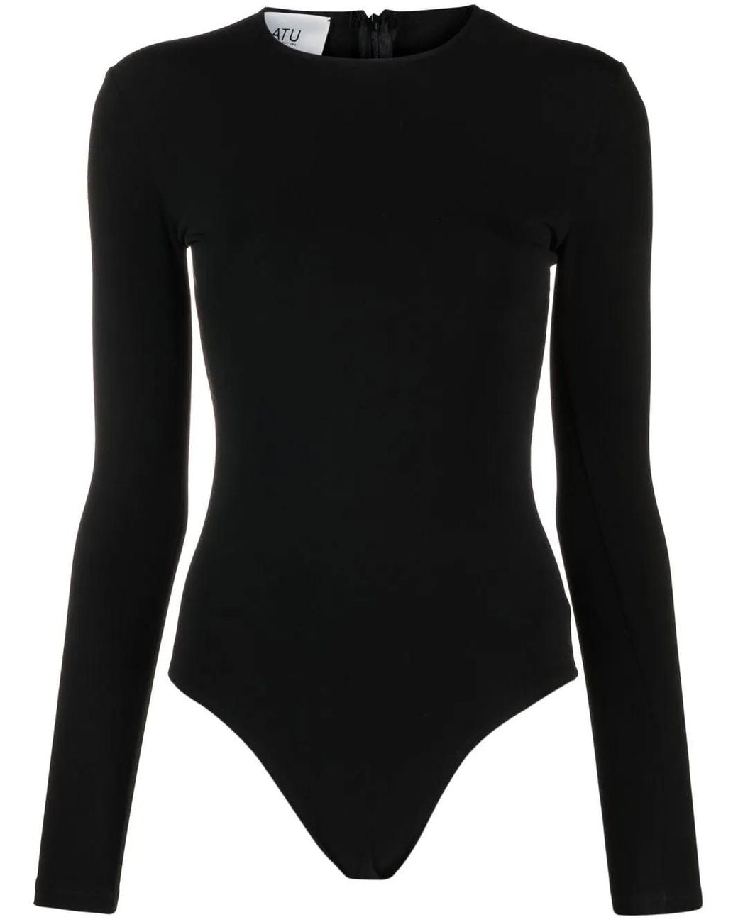 Atu Body Couture Black Crew-Neck Long-Sleeved Bodysuit