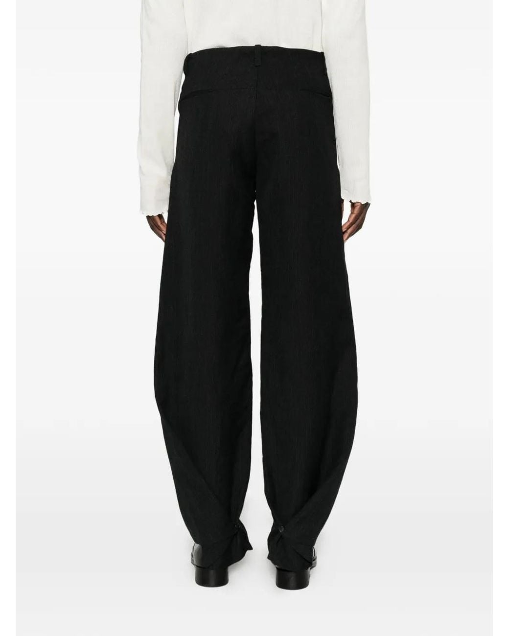 Ma+ Black Buttoned-Cuff Trousers for men