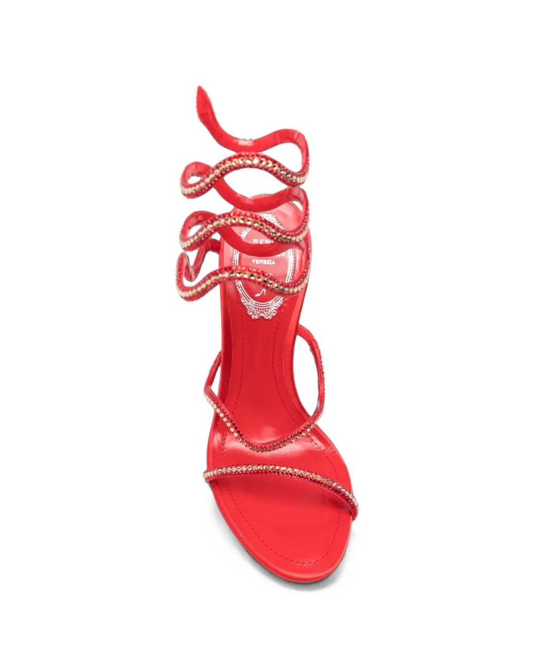 Rene Caovilla Red Cleo Crystal-Embellished Sandals