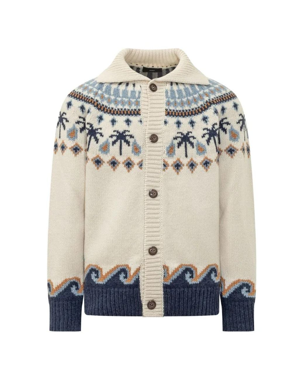 Alanui Blue Sweet Winter Jacquard-Knit Cardigan for men