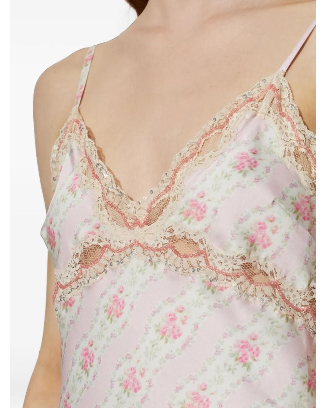 LoveShackFancy White Robe Mi-Longue Idris À Fleurs