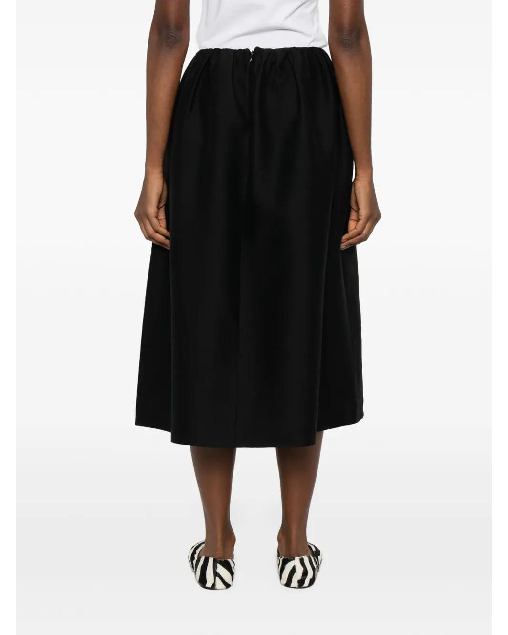 Totême Black Wool Midi Skirt