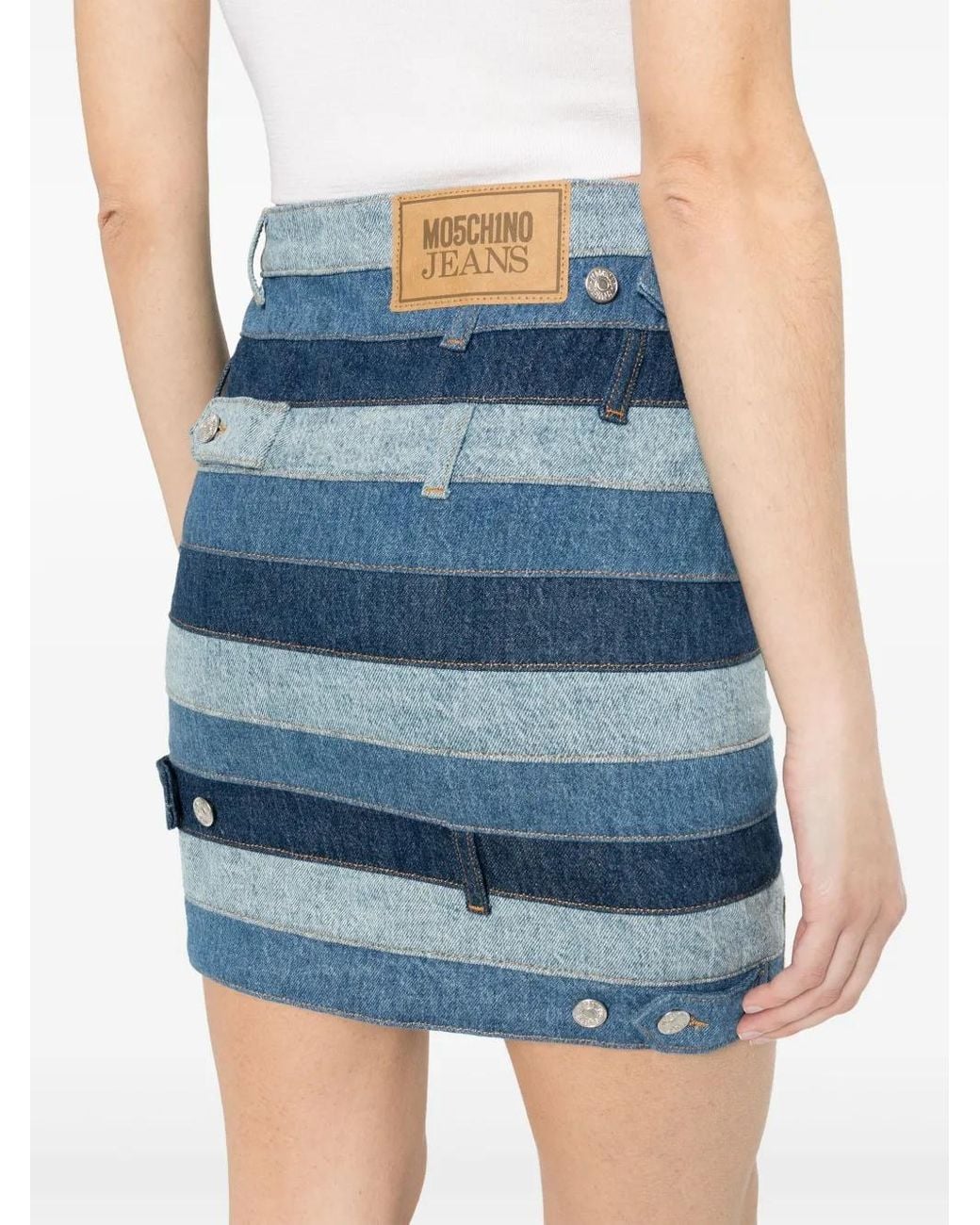 Moschino Blue Panelled Denim Mini Skirt