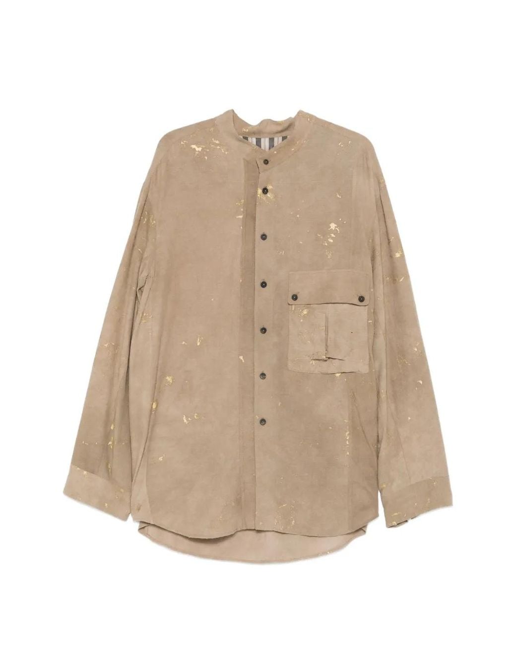 Ziggy Chen Natural Paint-Splatter Chest-Pocket Shirt for men