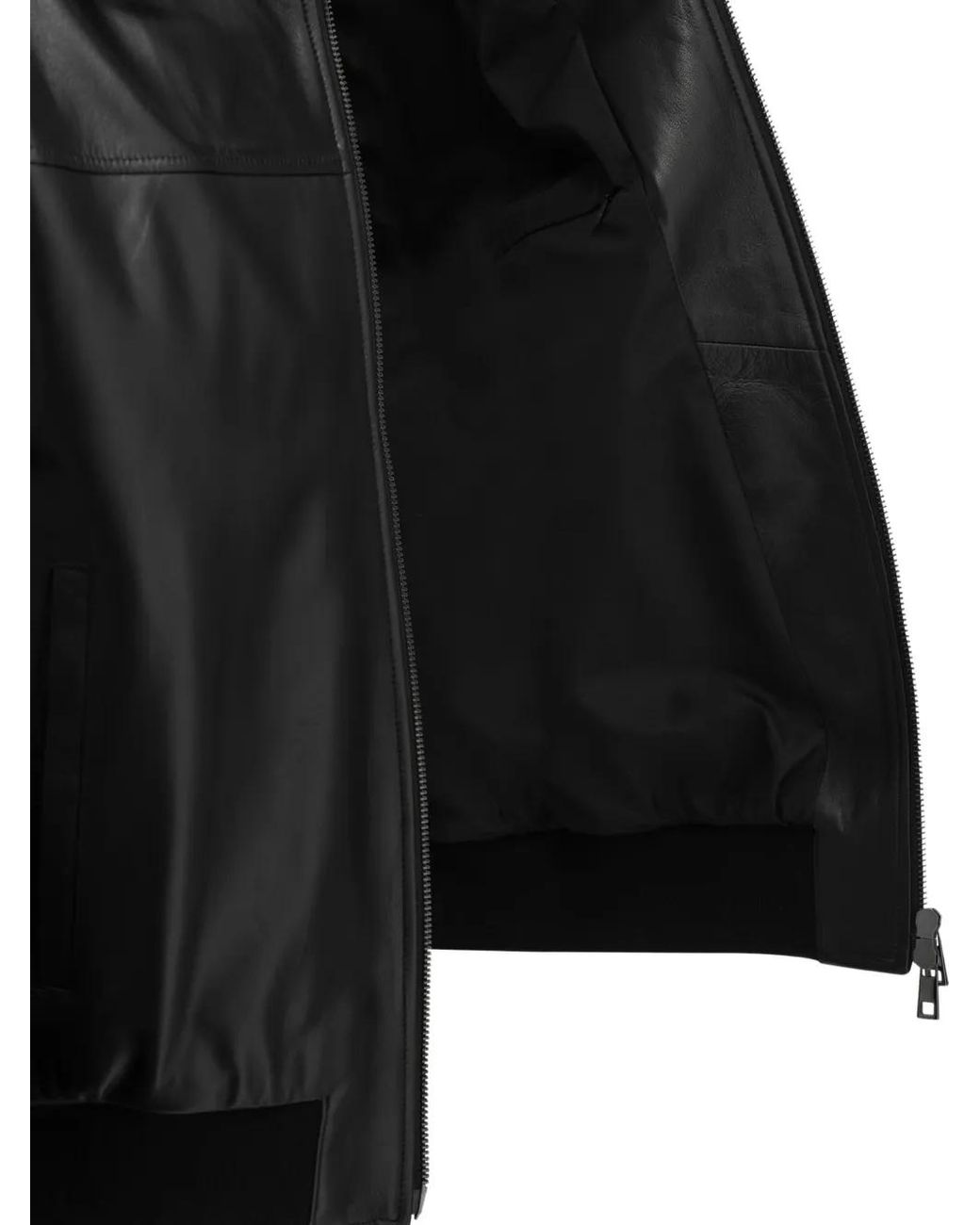 Altum Black Zip-Up Leather Coat for men