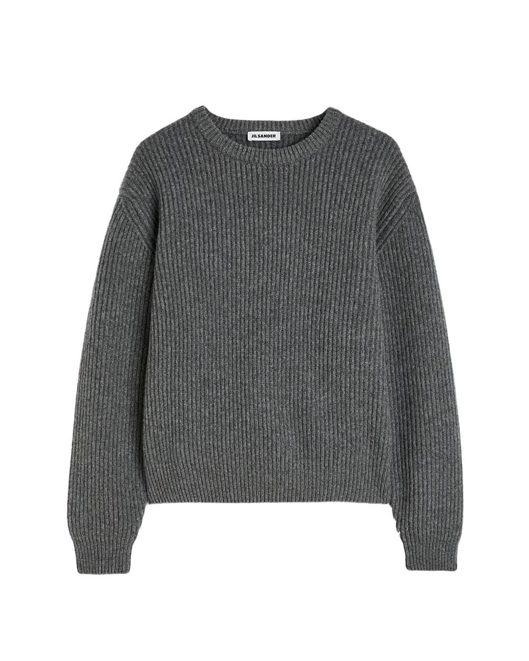 Jil Sander Gray Wool Crew-Neck Sweater for men