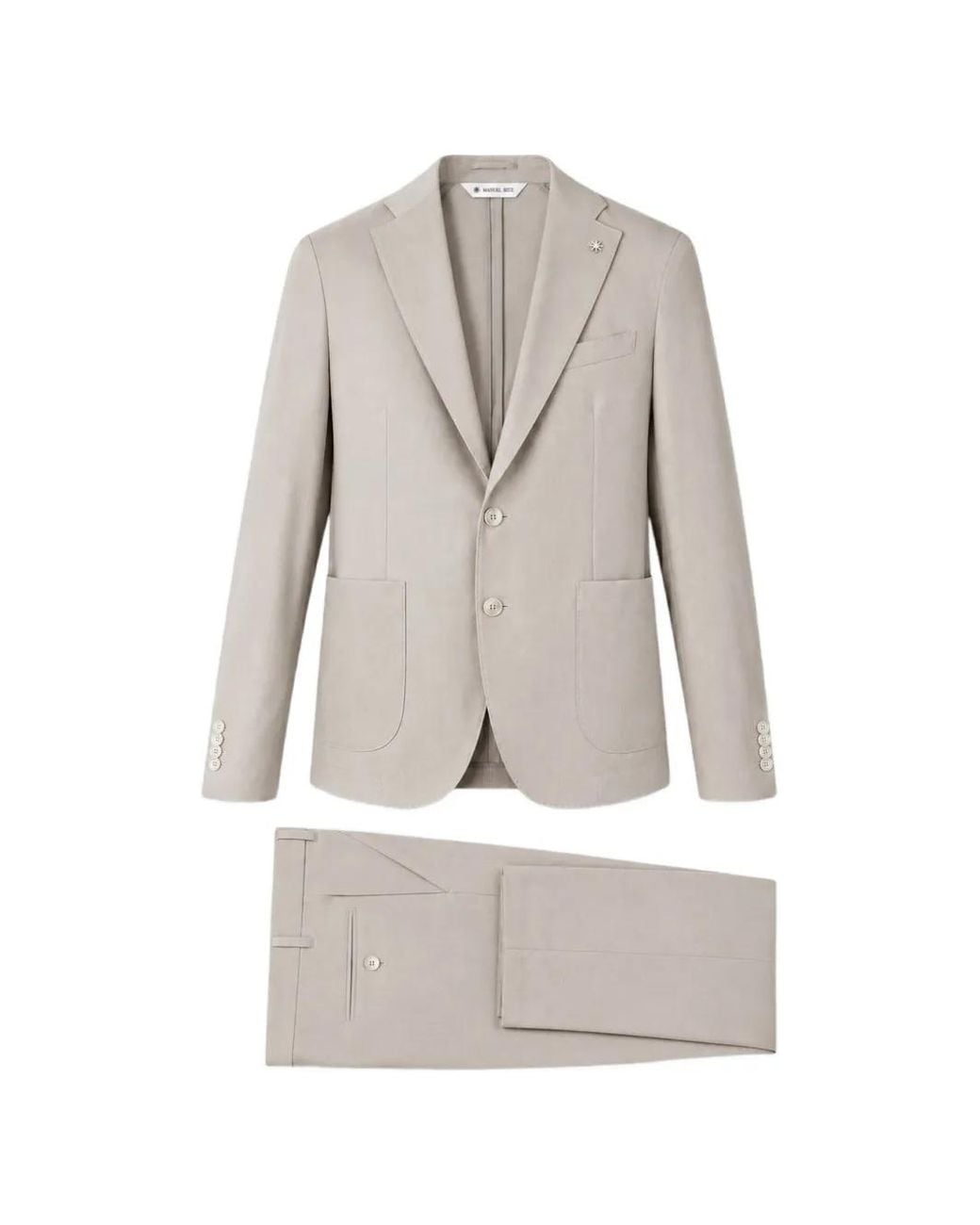 Manuel Ritz Gray Single-Breasted Notched-Lapels Suit for men