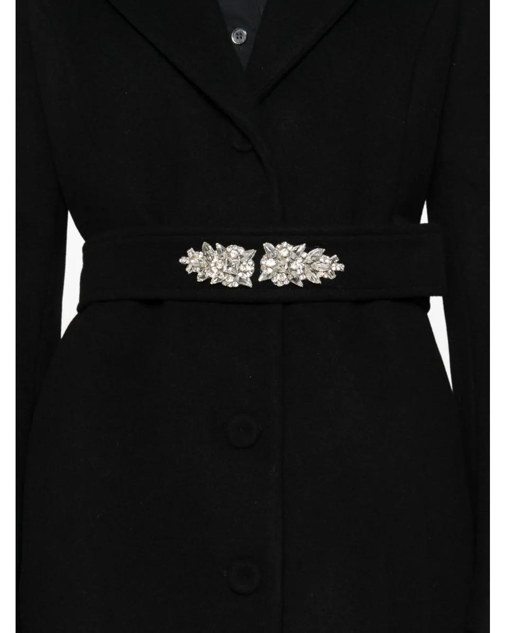 La Petite Robe Di Chiara Boni Black Embellished Belted Coat