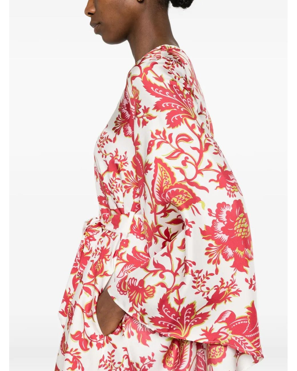Etro Red Mini Blouson Dress With Belt