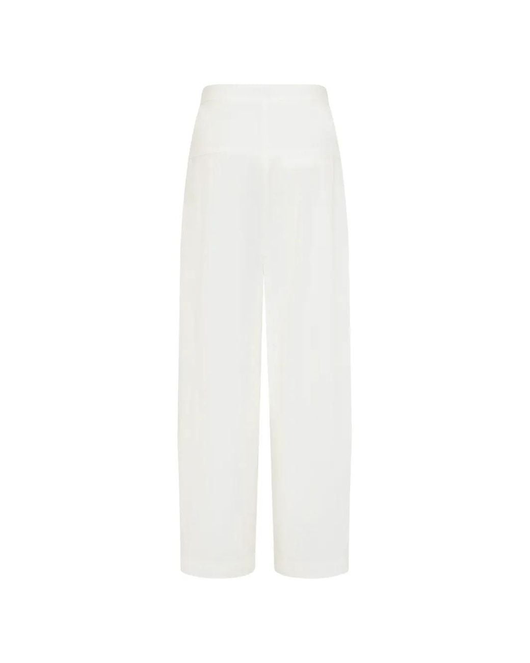 St. Agni White Pleated Wide-Leg Trousers