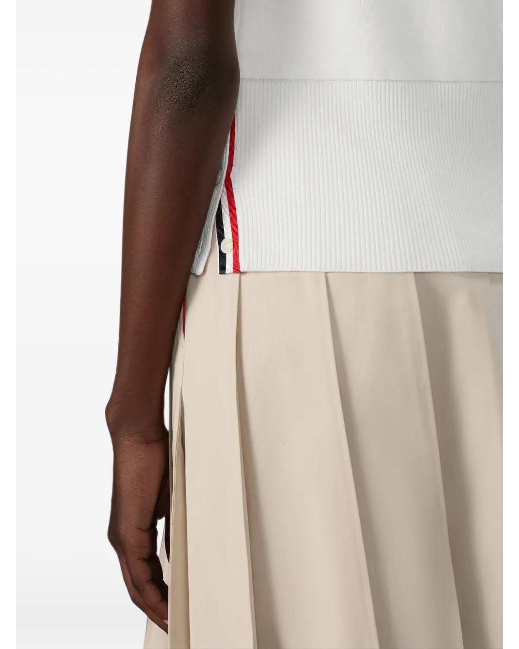 Thom Browne White Milano Stitch 4-Bar Sleeveless Polo