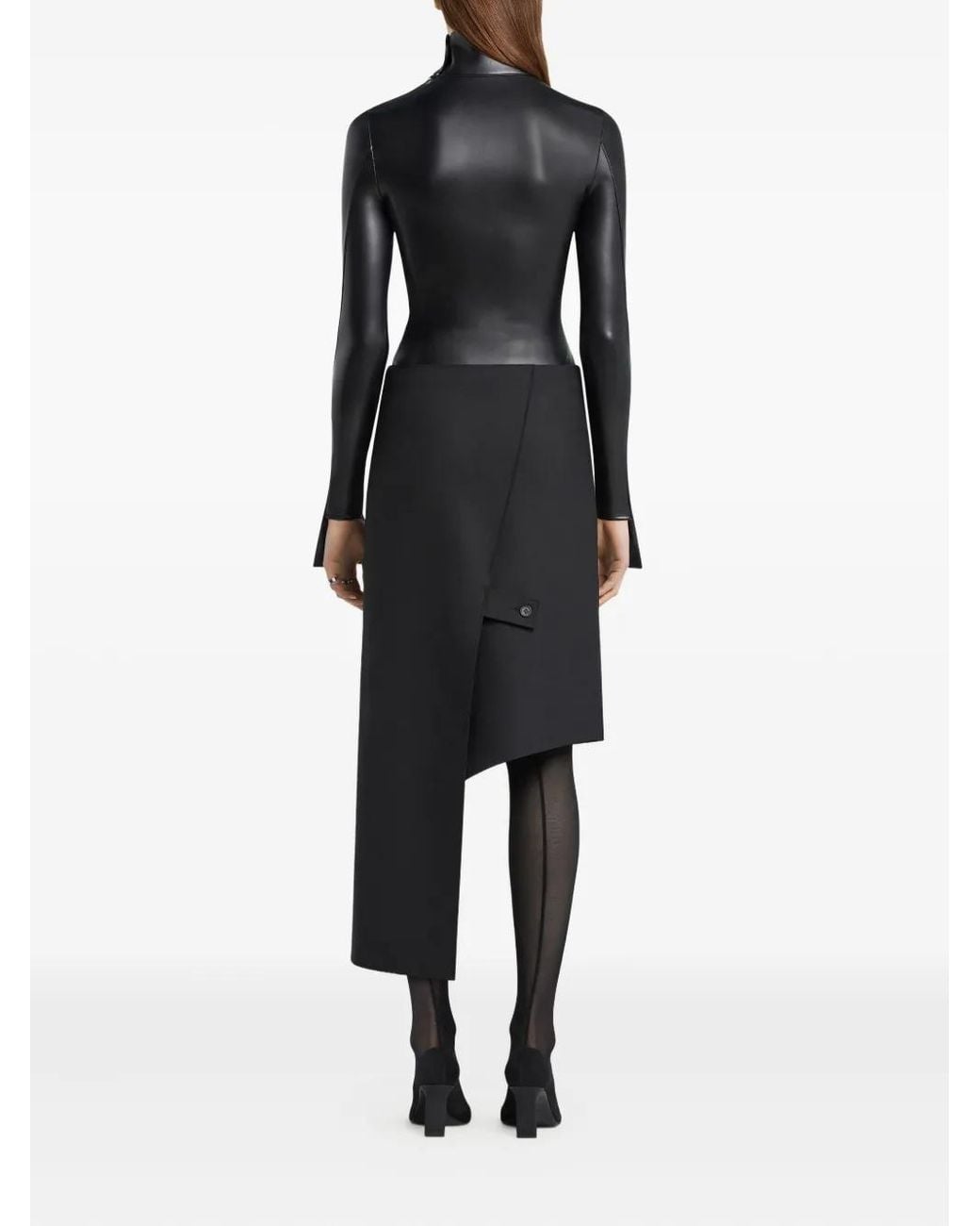 Courreges Black Mock-Neck Zipped-Shoulder Bodysuit