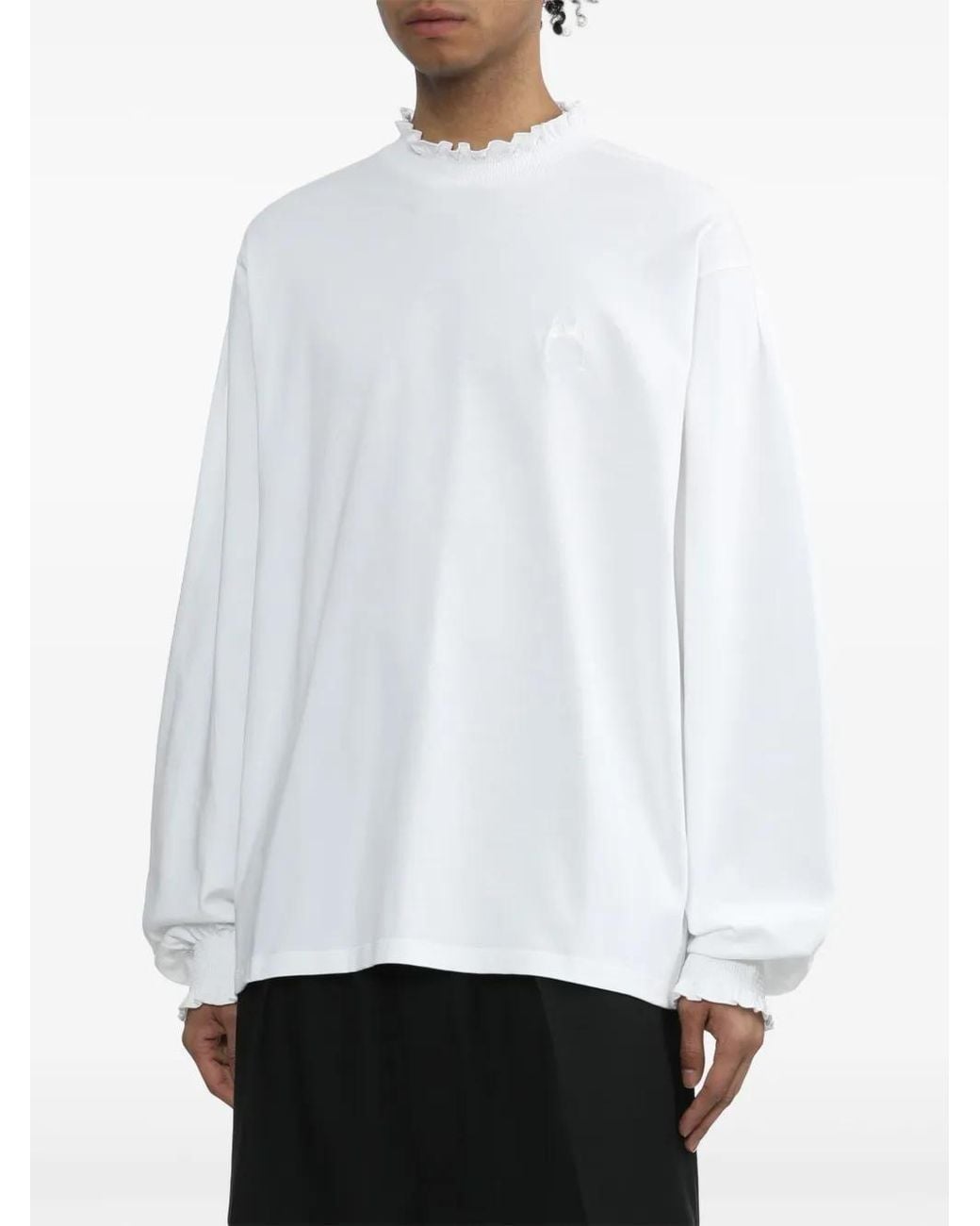 Random Identities White Ruffled Cotton Sweatshirt for men