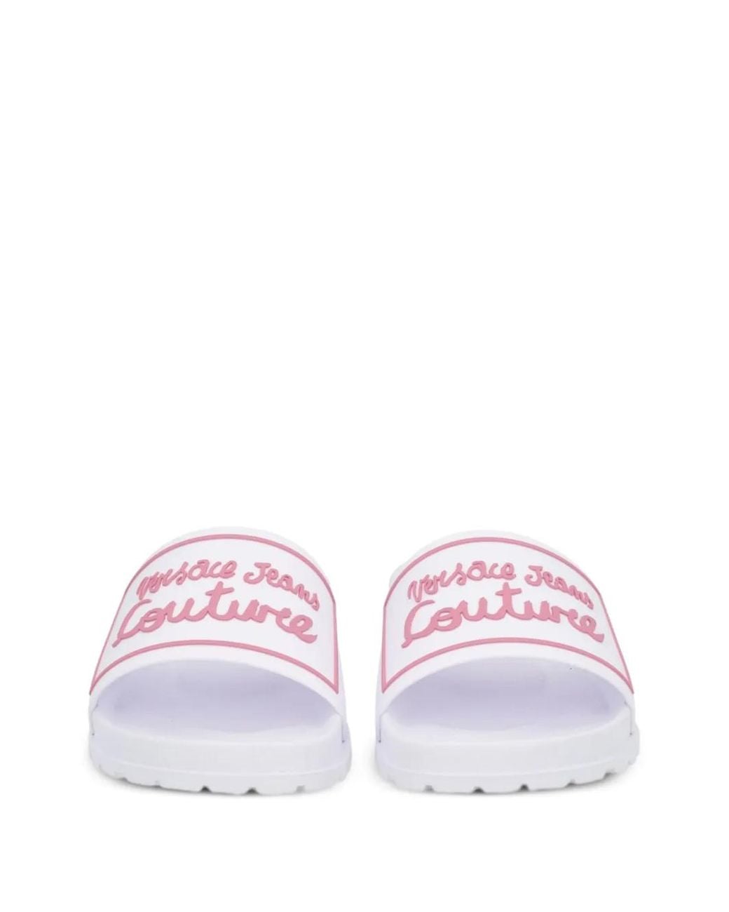 Versace Jeans Couture White Shelly Logo-Detail Sandals