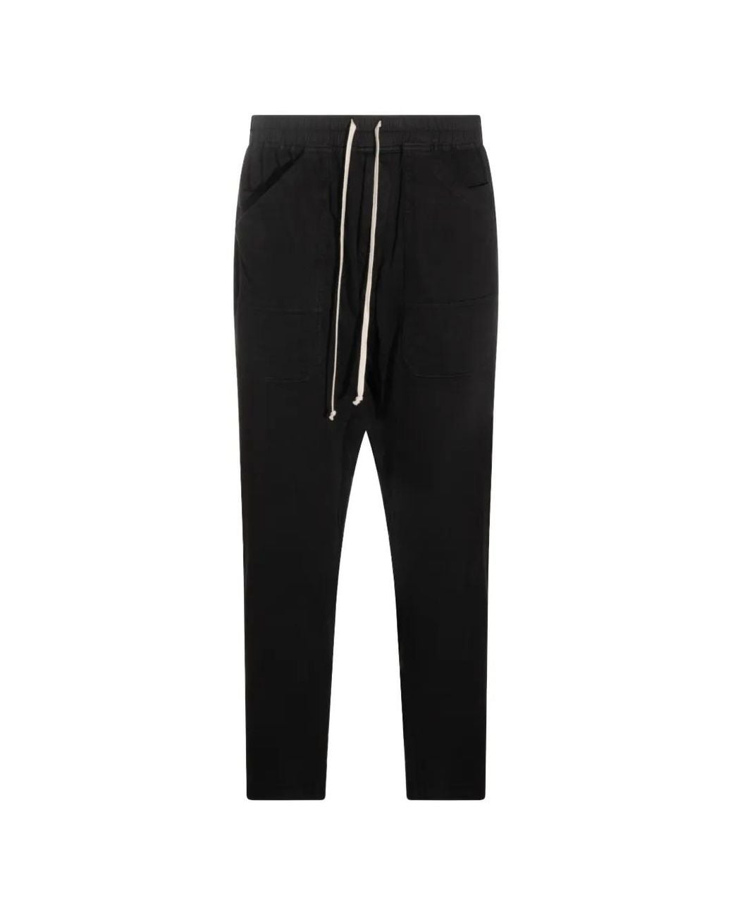 Rick Owens Black Classic Cargo Drawstring Trousers for men