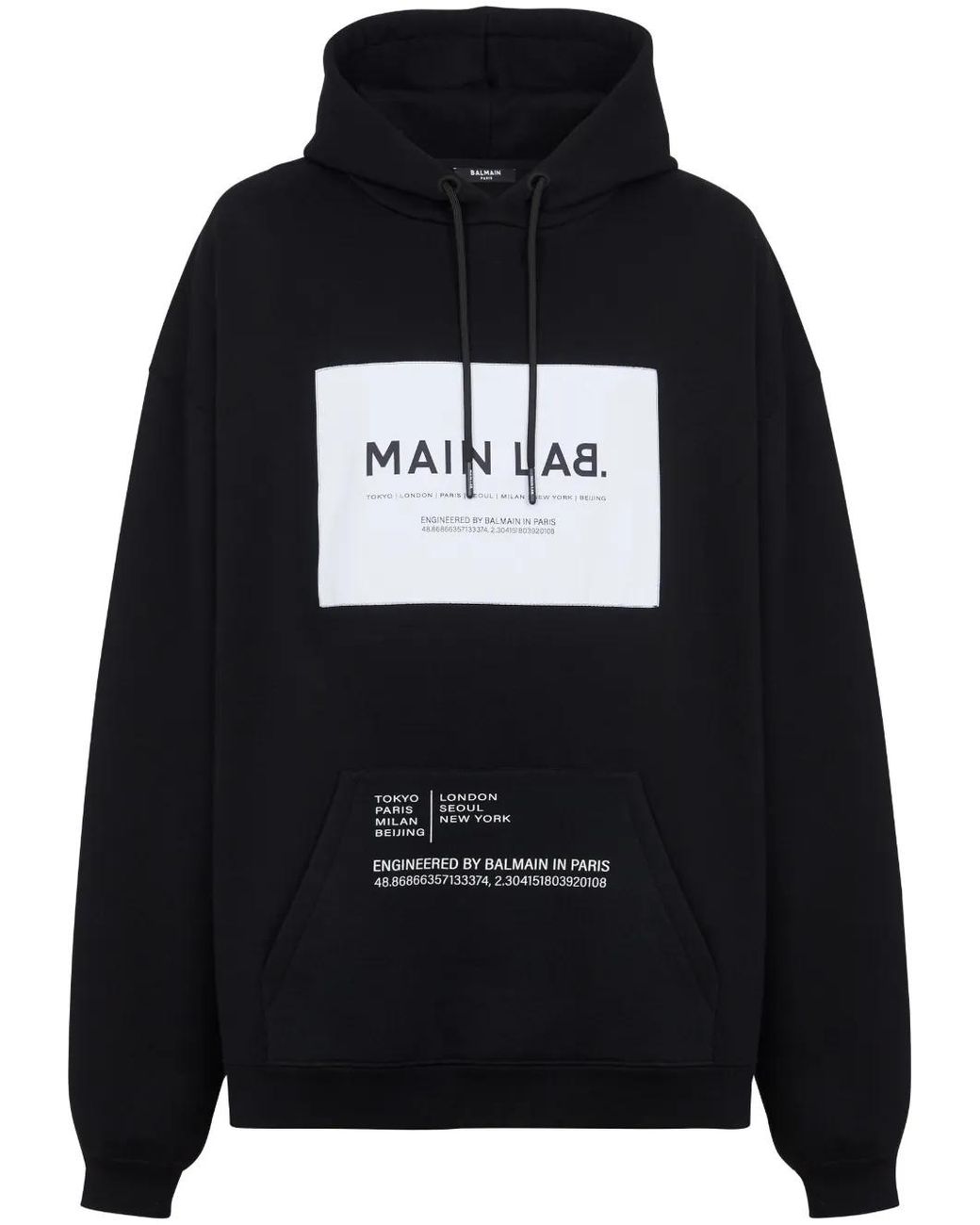 Balmain Black Jersey & Nylon Hoodie for men