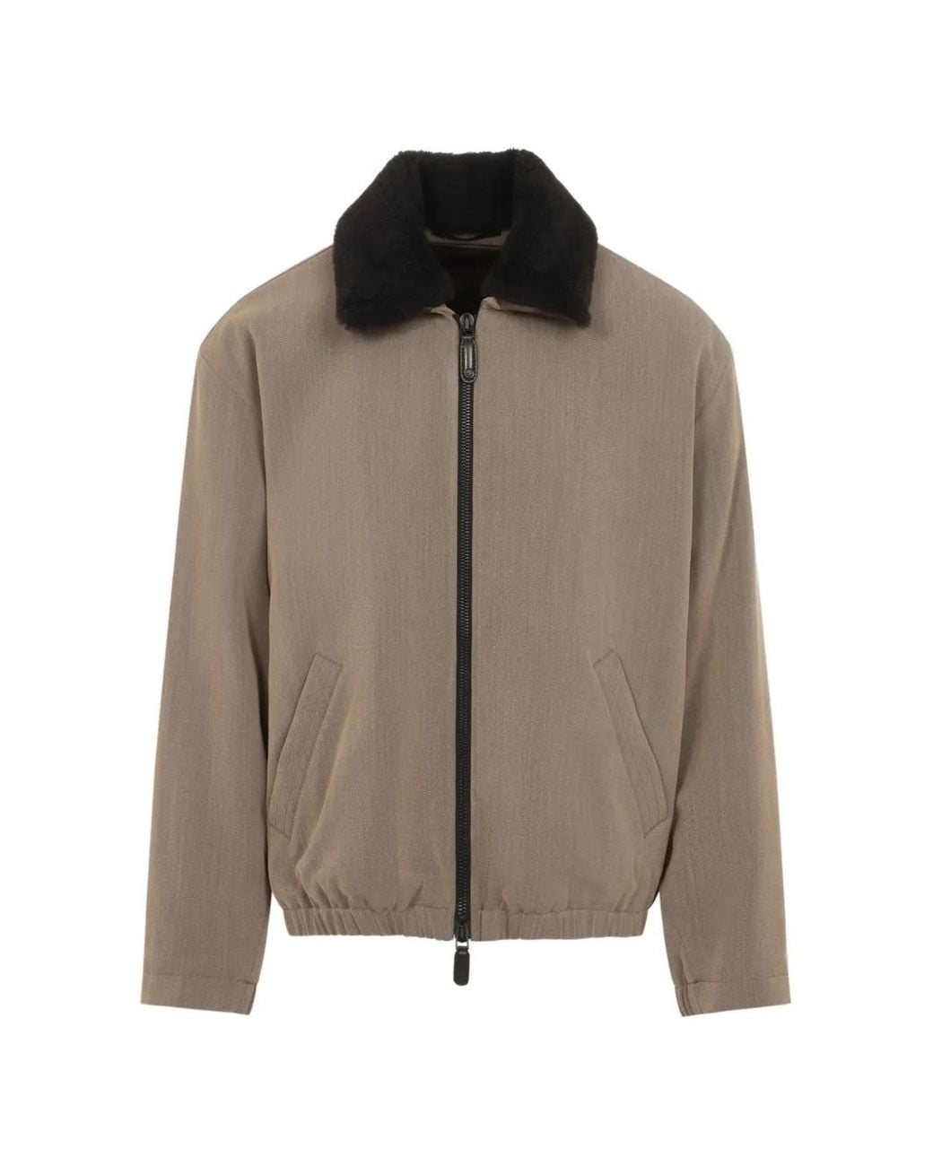 Giorgio Armani Brown Shearling-Collar Blouson Jacket for men
