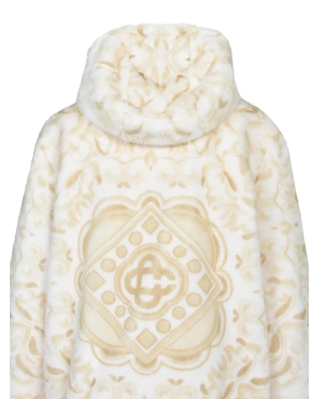 Casablanca White Graphic-Print Faux-Fur Hooded Jacket for men