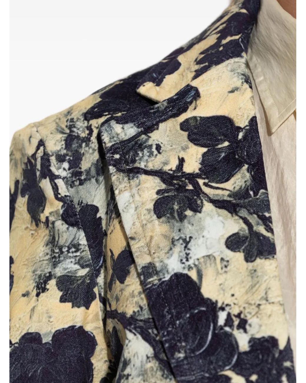 R13 Black Floral-Print Single-Breasted Blazer