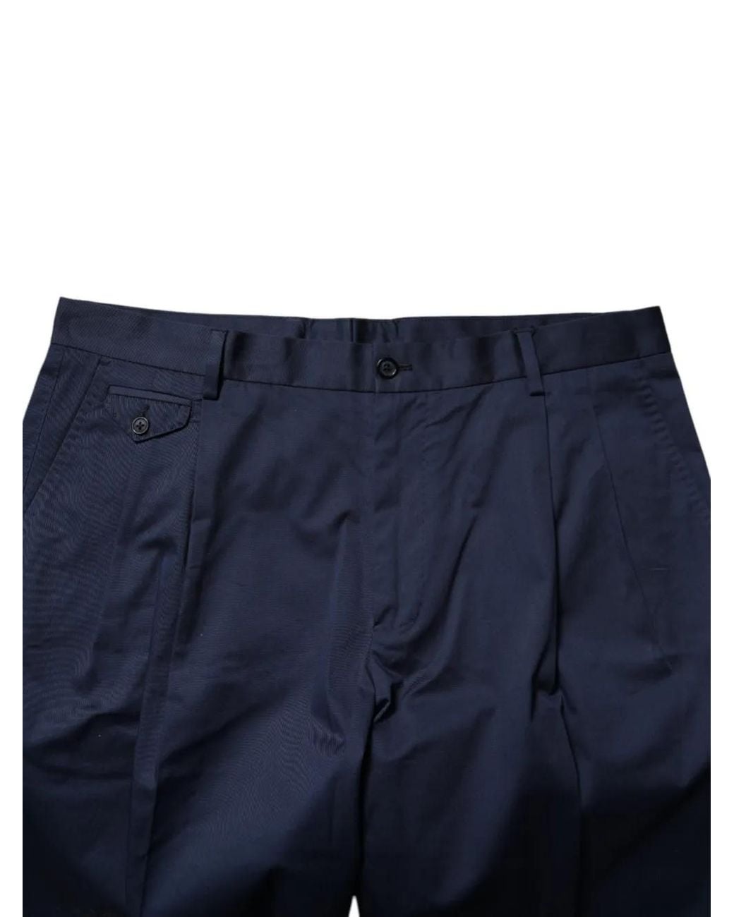 Dolce & Gabbana Blue Pleated Cotton Shorts for men