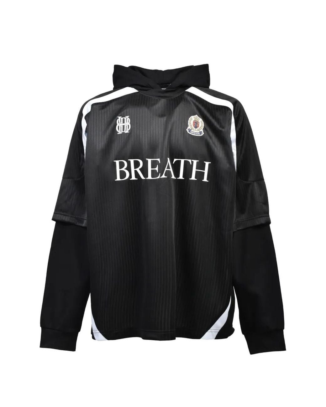 BREATH Black Layered Zip-Up Hoodie for men