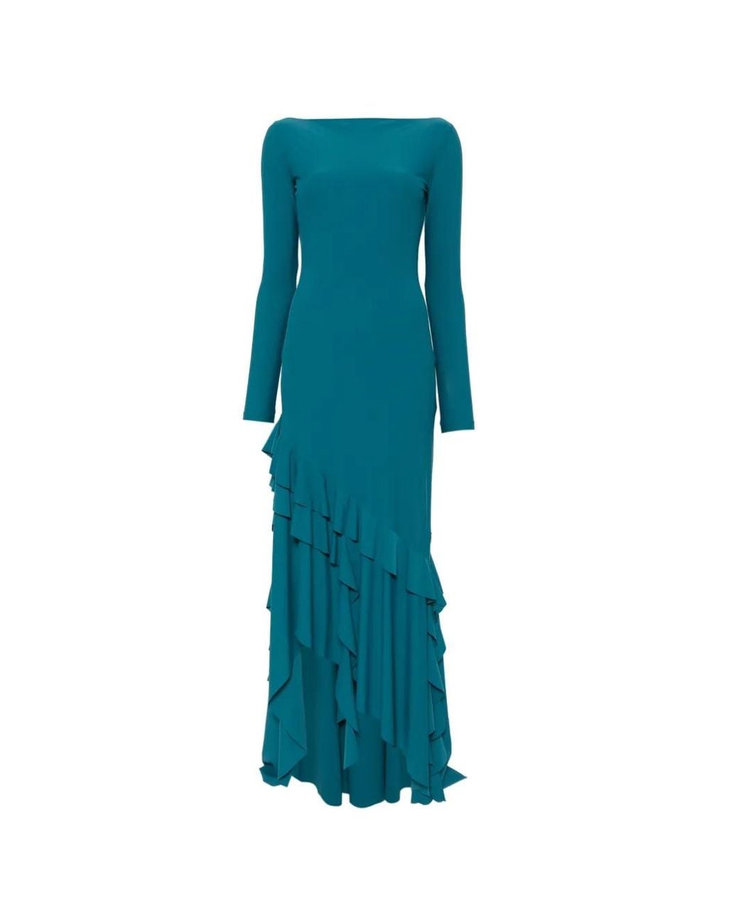 Love Moschino Blue Ruffled Long-Sleeve Asymmetric Dress