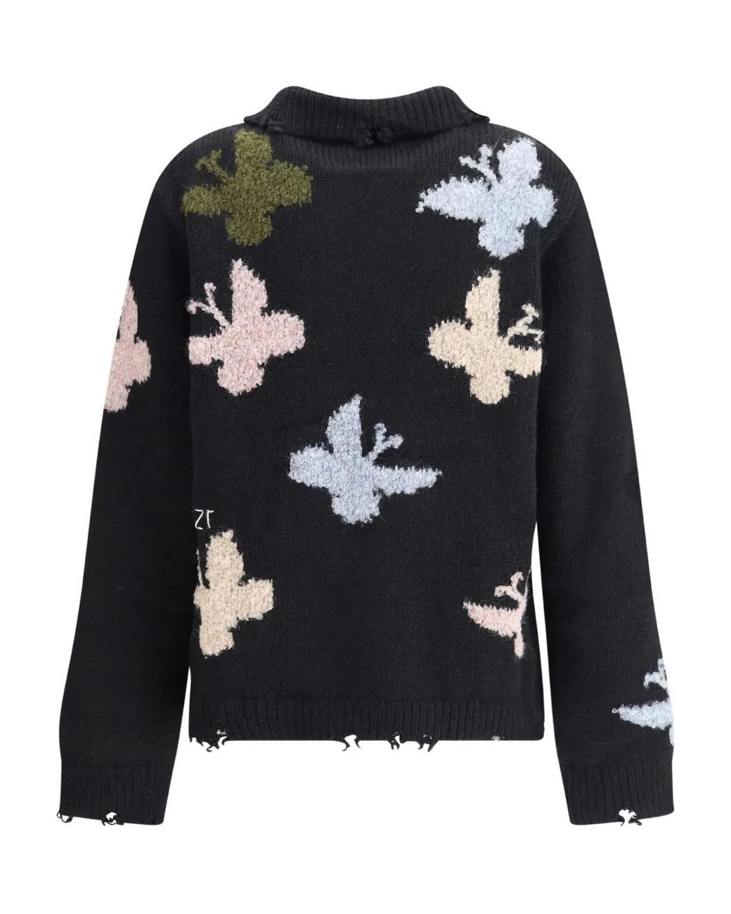 BAZISZT Black Bowrain Tassel Butterfly Sweater