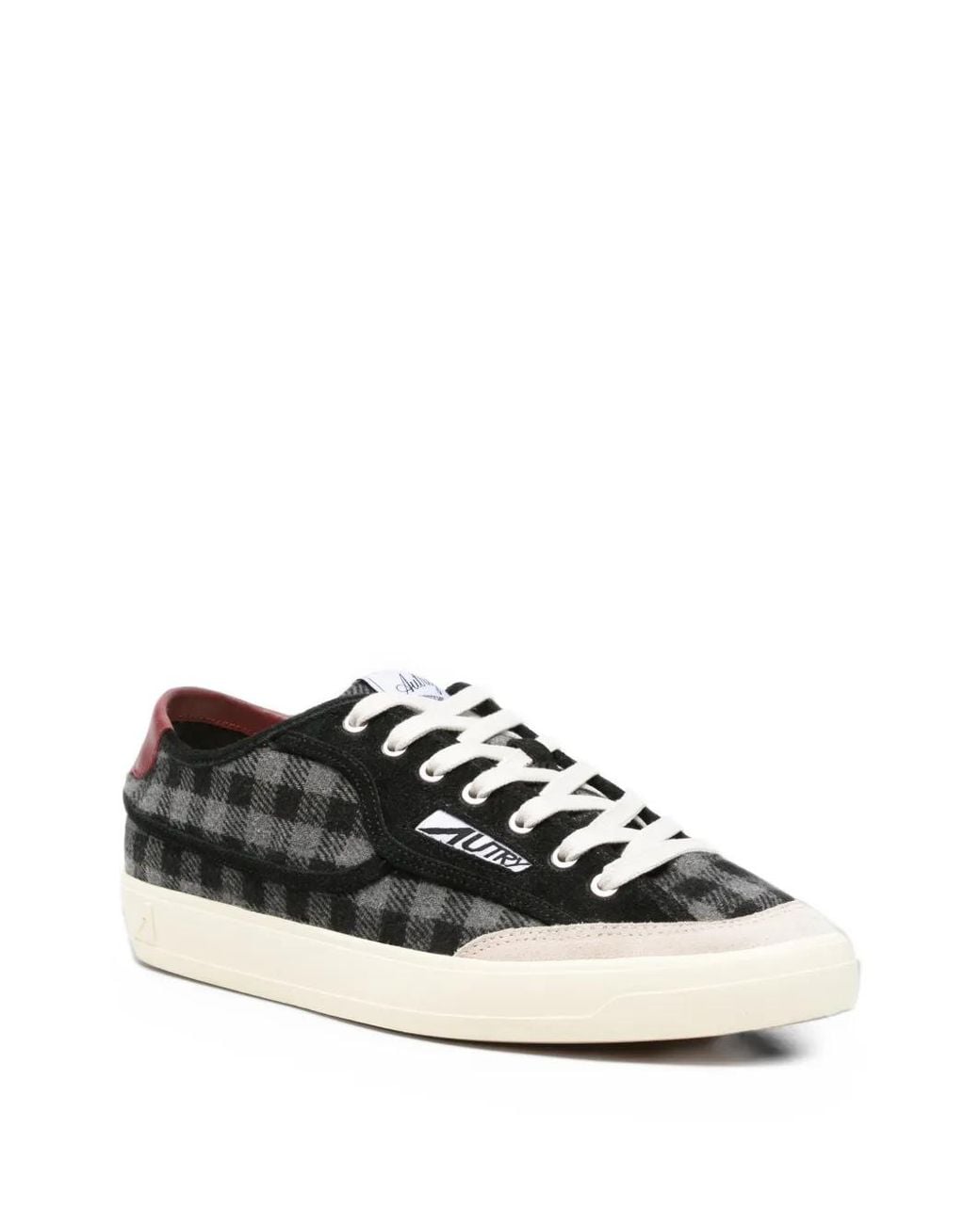 Autry White Windscape Check-Pattern Leather Sneakers for men