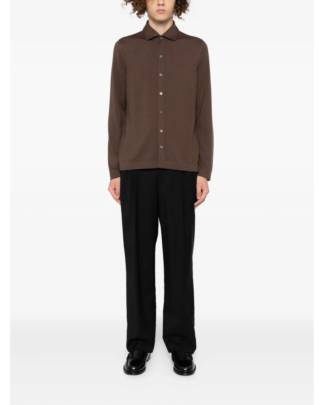 Tagliatore Brown Chemise À Boutonnière Sur Le Devant for men