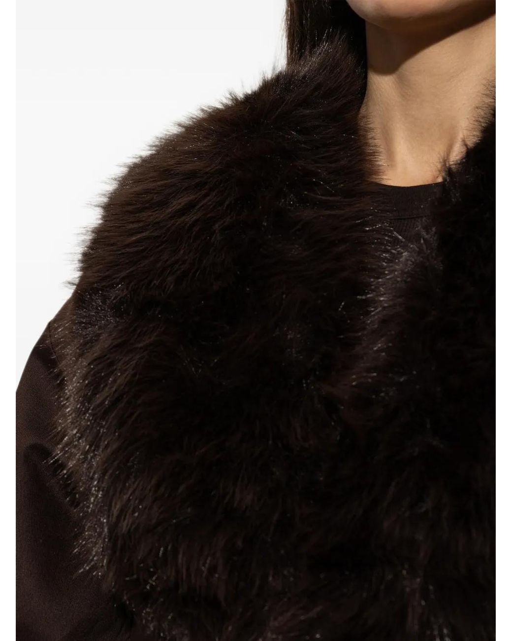 ROTATE BIRGER CHRISTENSEN Black Faux Fur-Collar Jacket