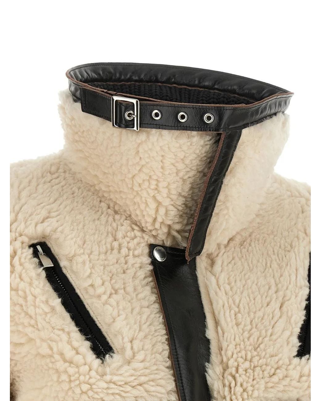 Sacai Black Shearling Effect Wool Jacket