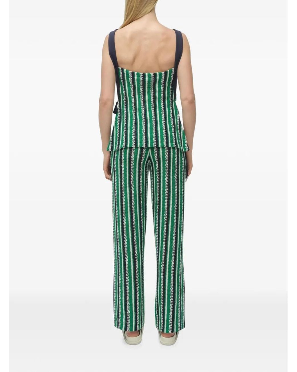 Jonathan Simkhai Green Brenner Stripe Knit Trousers