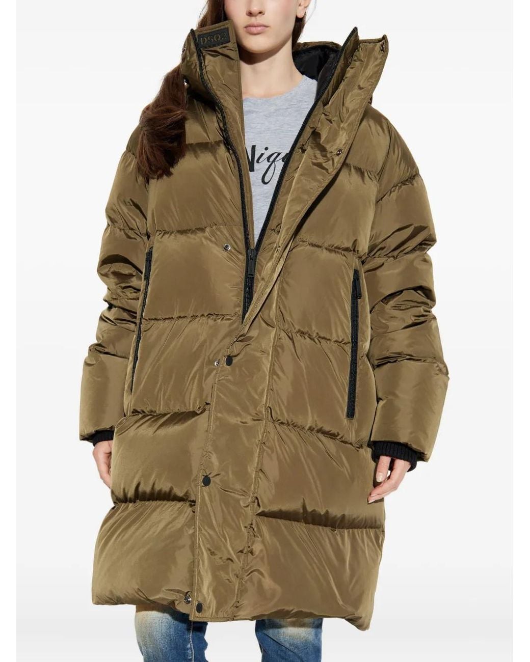 DSquared² Green Hooded Puffer Coat