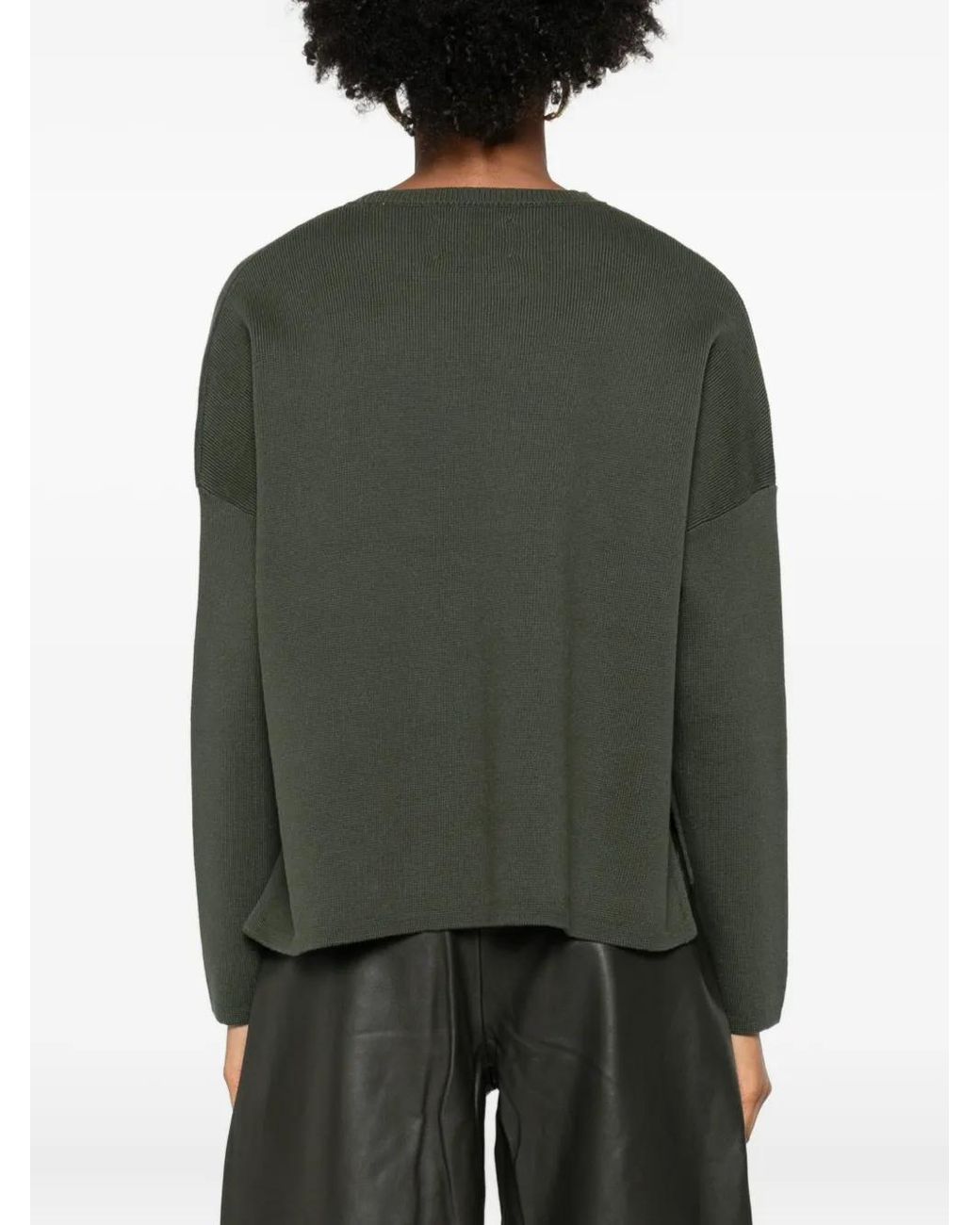 Marc O' Polo Green Crew-Neck Ribbed Sweater