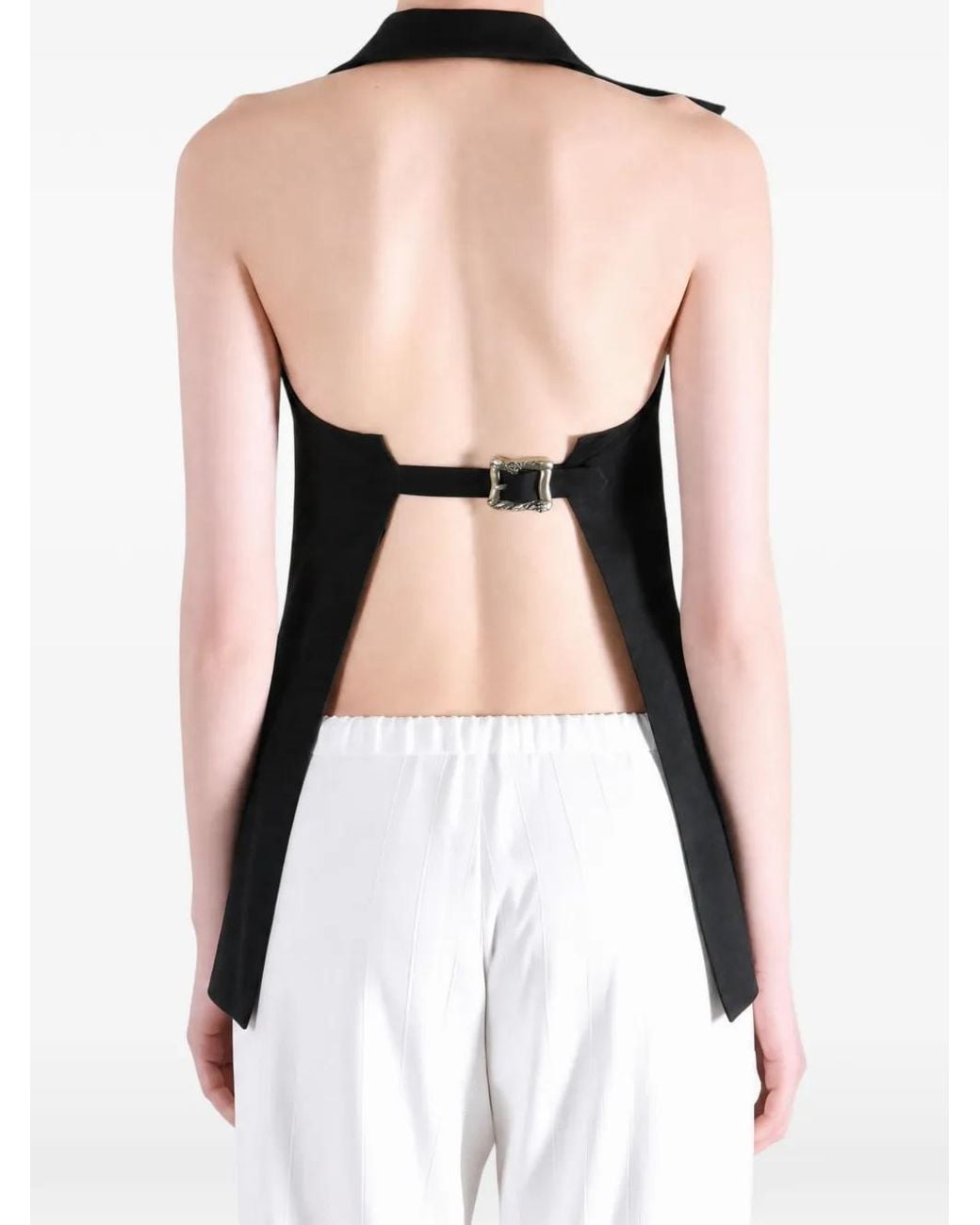Enfants Riches Deprimes Black Rose Backless Buckled Waistcoat