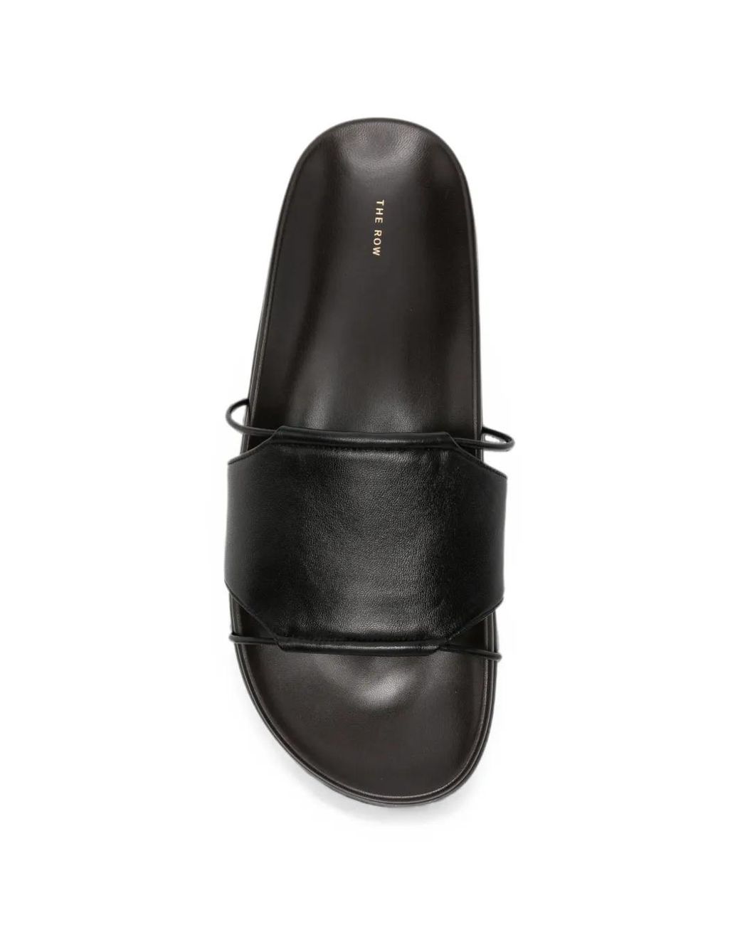 The Row White Vivienne Leather Slide Sandals