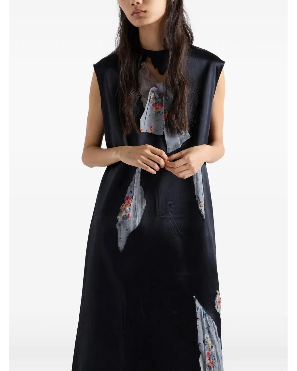 Prada Blue Devoré Satin Dress