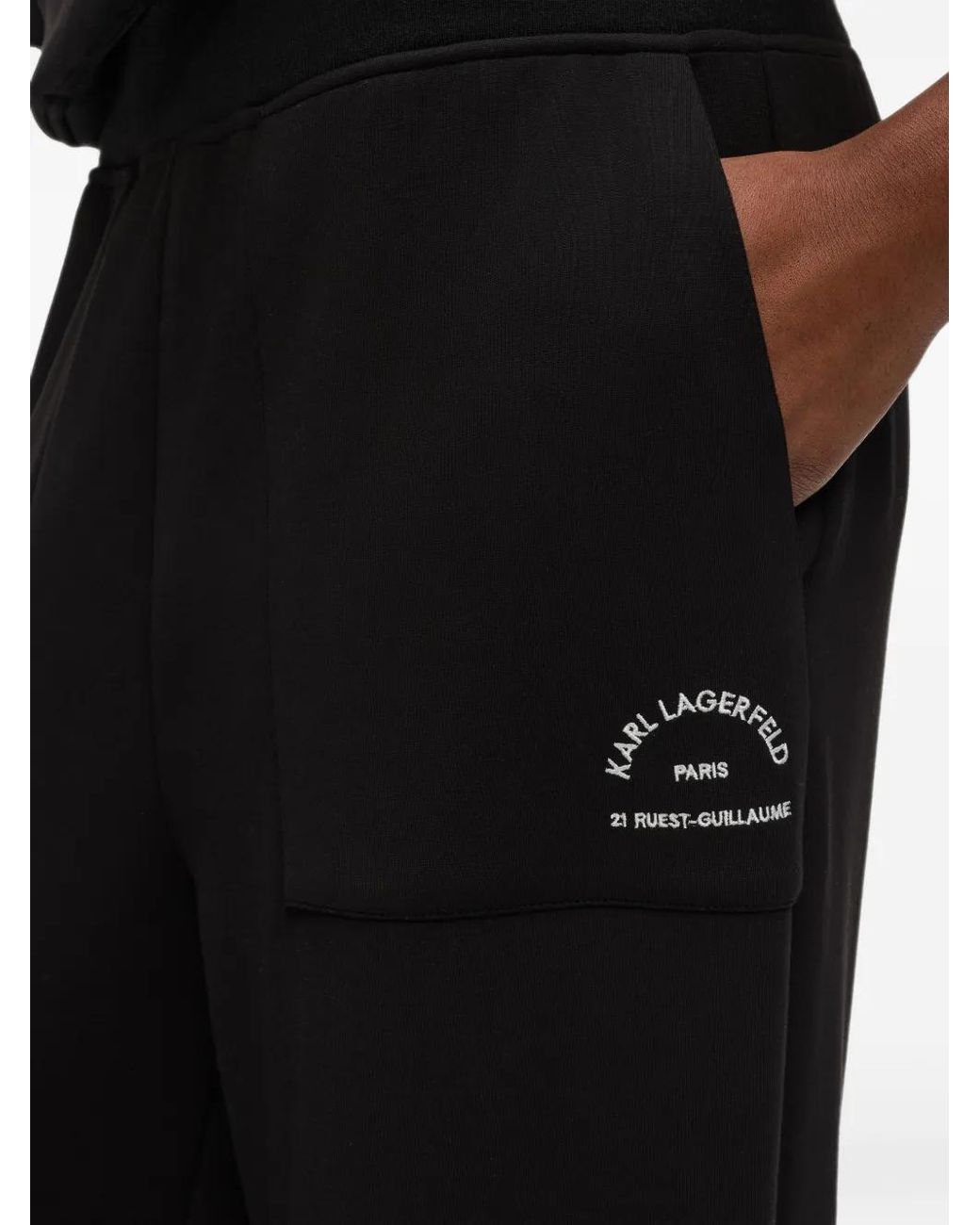 Karl Lagerfeld Black Rue St-Guillaume Patch Pocket Sweatpants