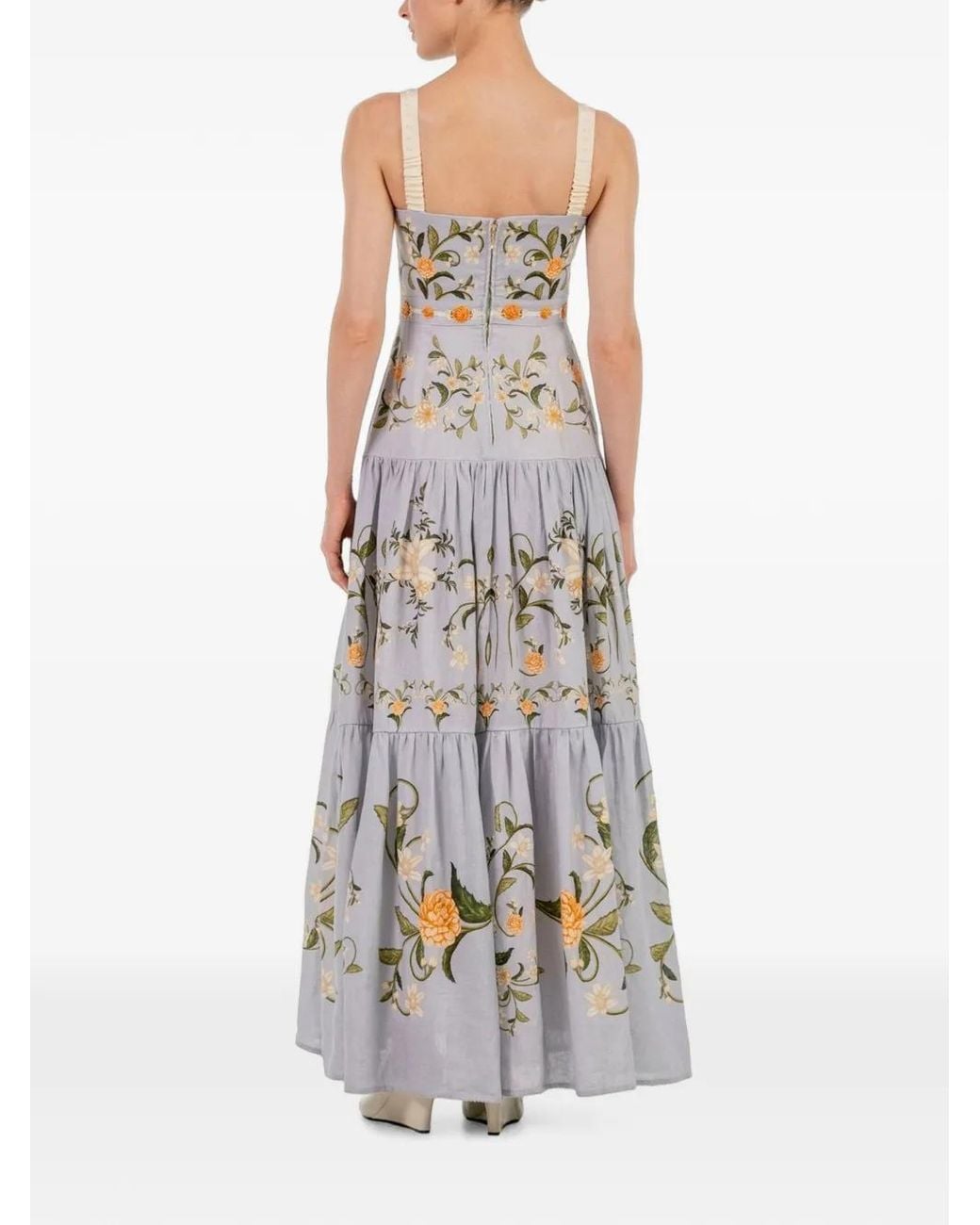Agua Bendita White Lima Embroidered Linen Maxi Dress