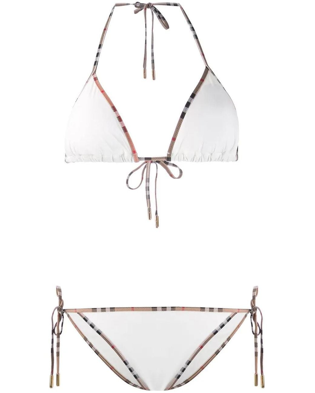 Burberry Bikini Met Geruite Afwerking in het White