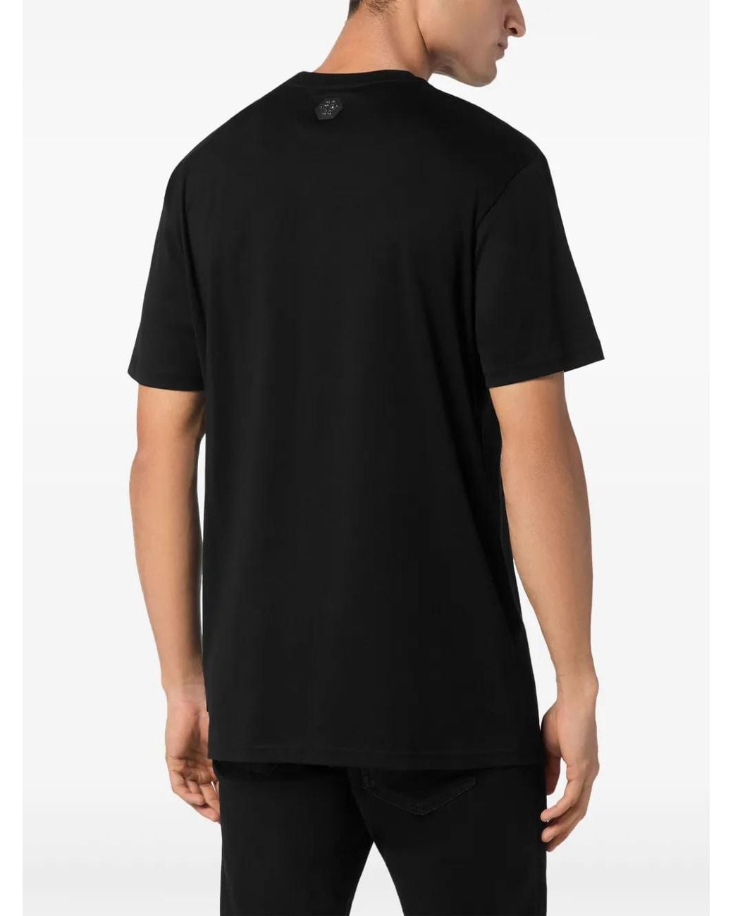 Philipp Plein Black Strass Racing Club T-Shirt for men