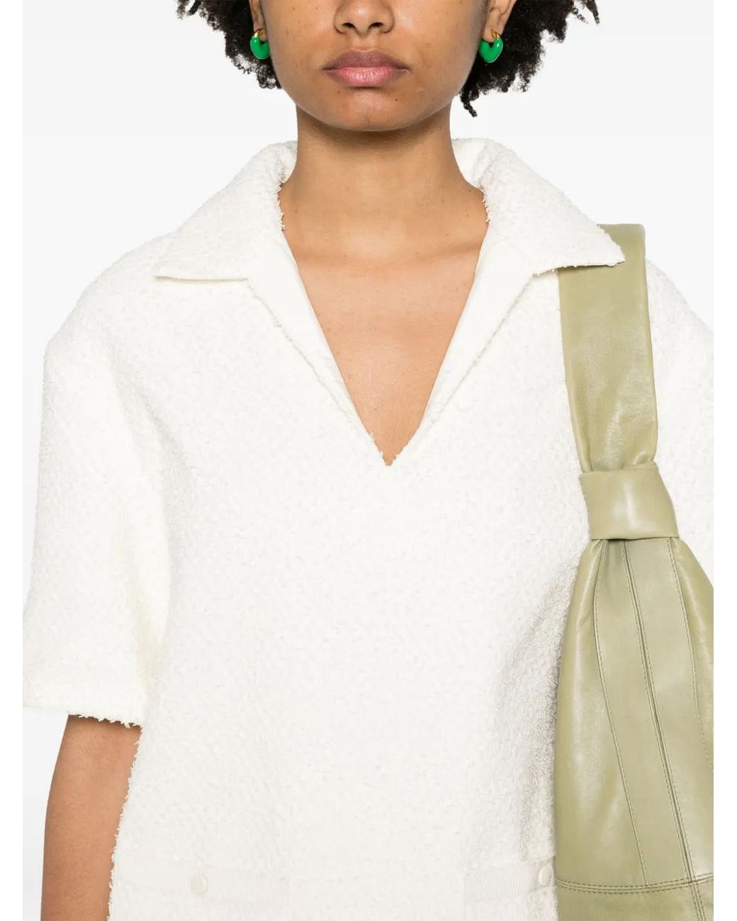 Moncler White Logo-Appliqué Textured Top