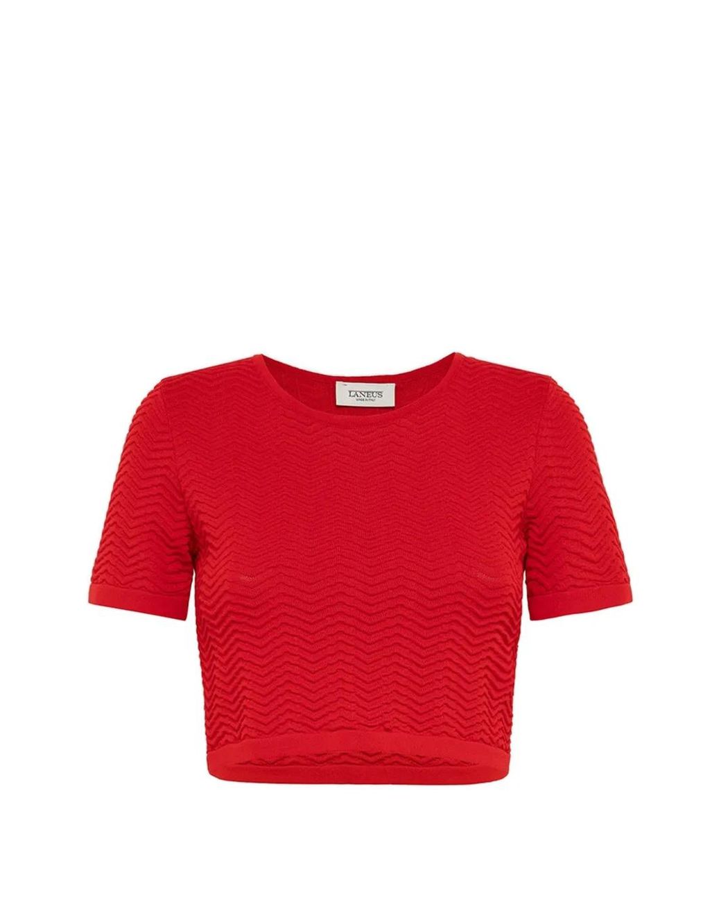 Laneus Red Knit Cropped T-Shirt