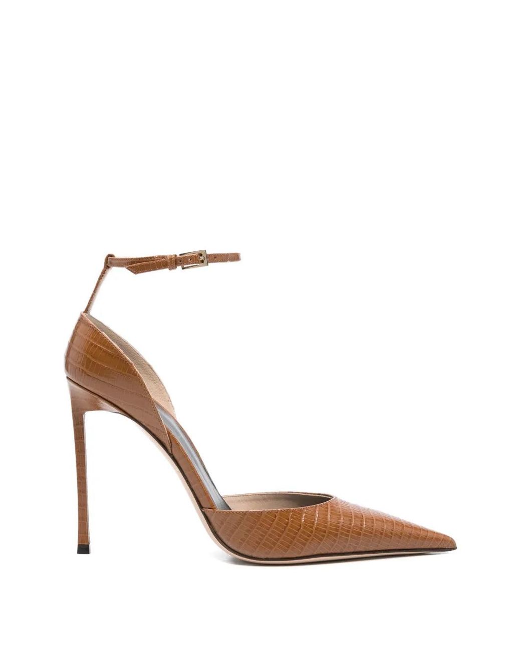 Tom Ford Brown Tejus-Effect Printed Leather Vertigo Ankle Strap Pumps