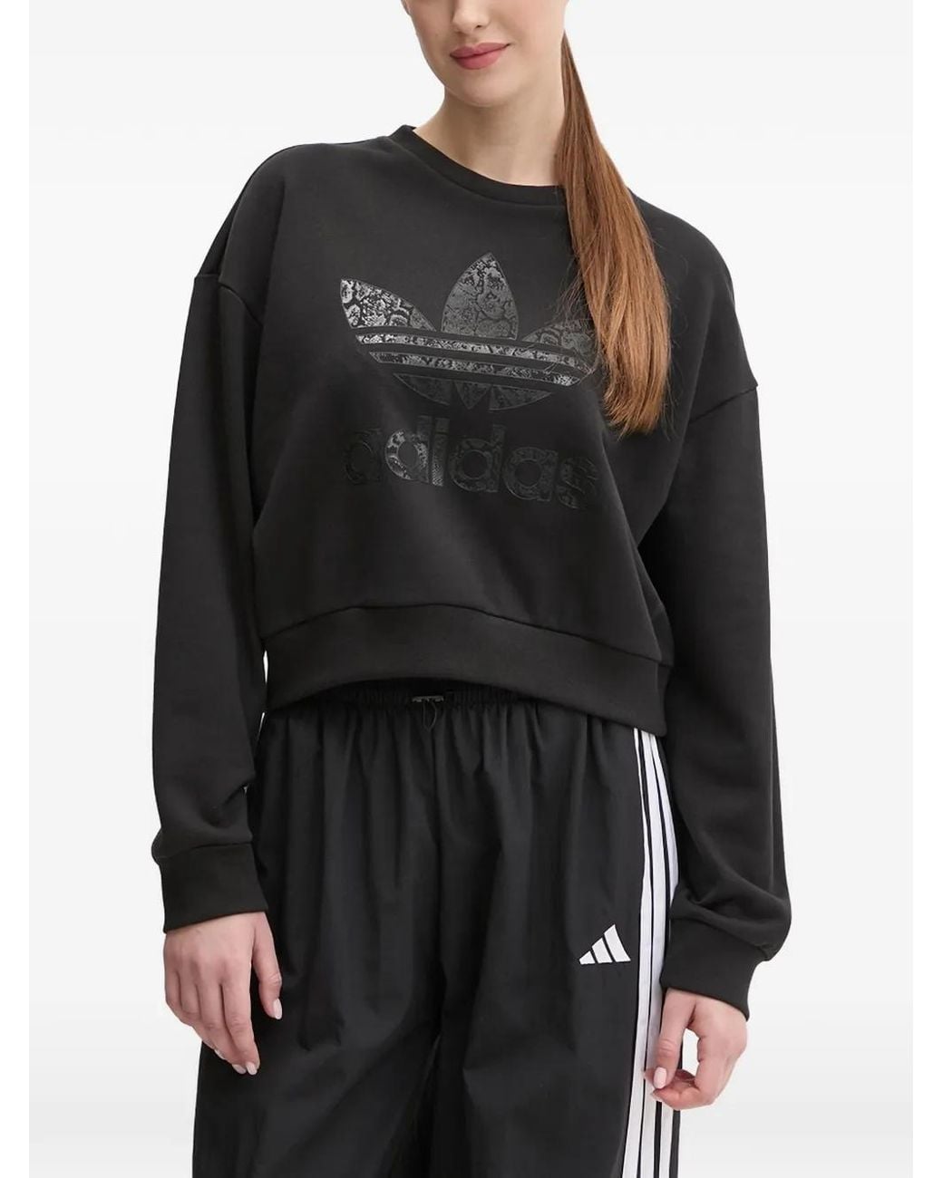 Adidas Black Logo-Detail Sweatshirt